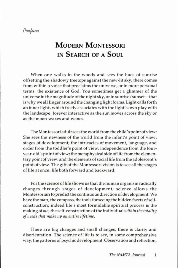 NAMTA Journal 29/2 01 Modern Montessori in Search of a Soul