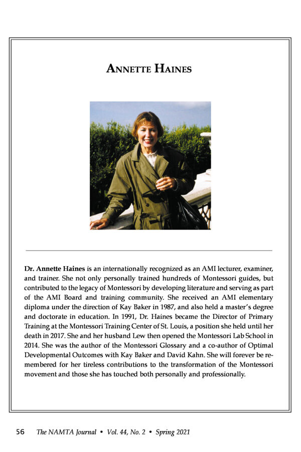 NAMTA Journal 45/1 05 Tribute to Annette Haines