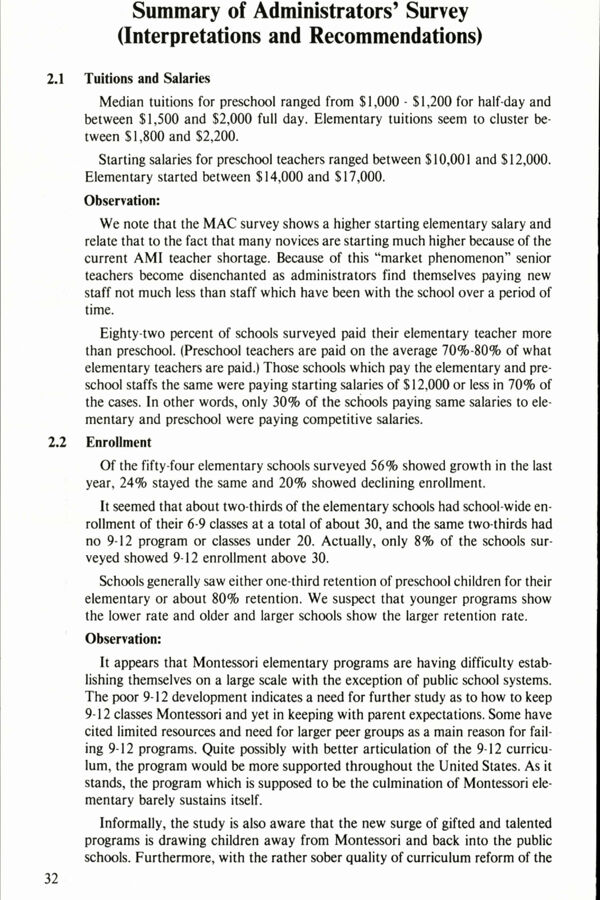 NAMTA Quarterly 09/2 04 Summary of Administrators' Survey (Interpretations and Recommendations)