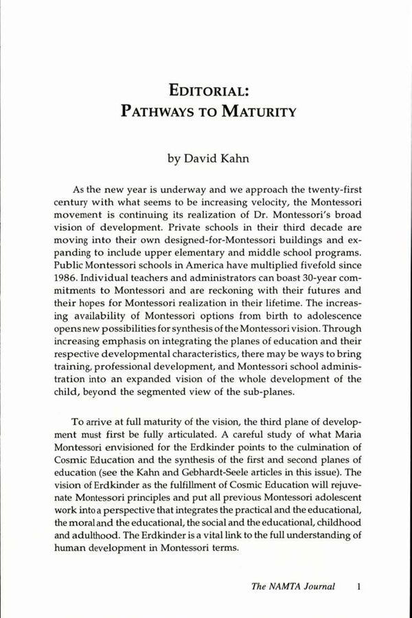 NAMTA Journal 22/1 01 Pathways to Maturity