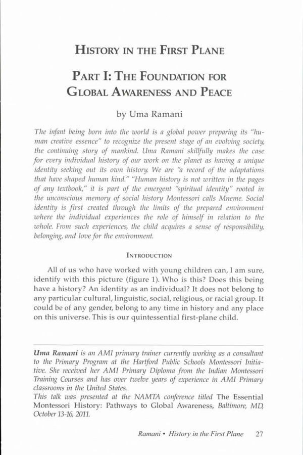 NAMTA Journal 37/2 03 History in the First Plane – Part I: The Foundation for Global Awareness and Peace