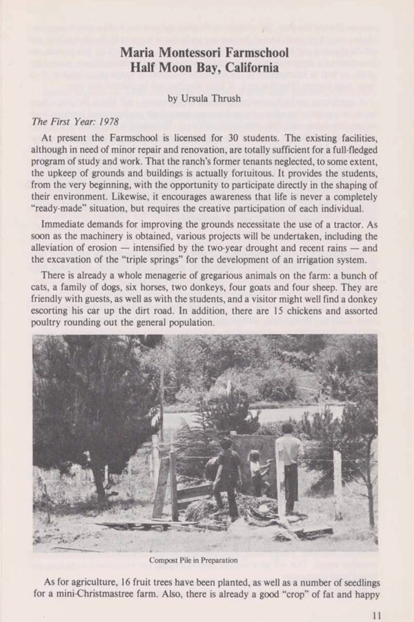 NAMTA Quarterly 03/1 02 Maria Montessori Farmschool, Half Moon Bay, California