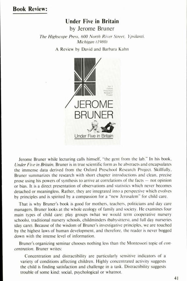 NAMTA Quarterly 07/2 08 Under Five in Britain by Jerome Bruner