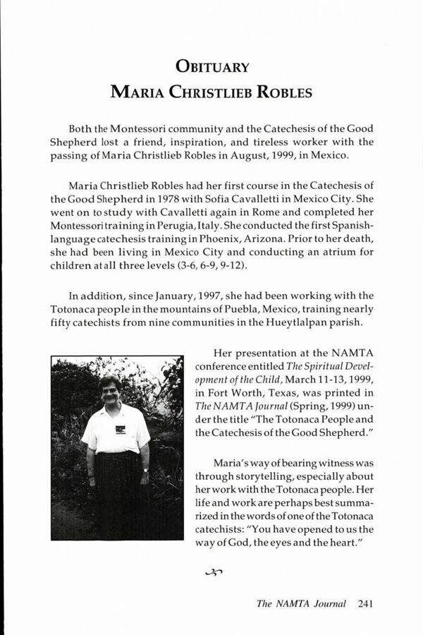 NAMTA Journal 25/1 15 Obituary Maria Christlieb Robles