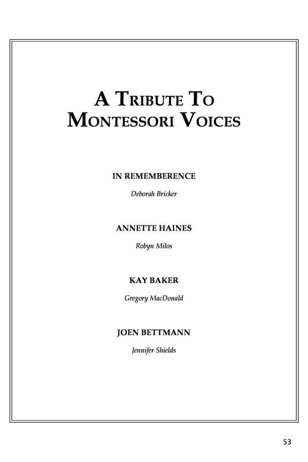 NAMTA Journal 45/1 04 A Tribute to Montessori Voices