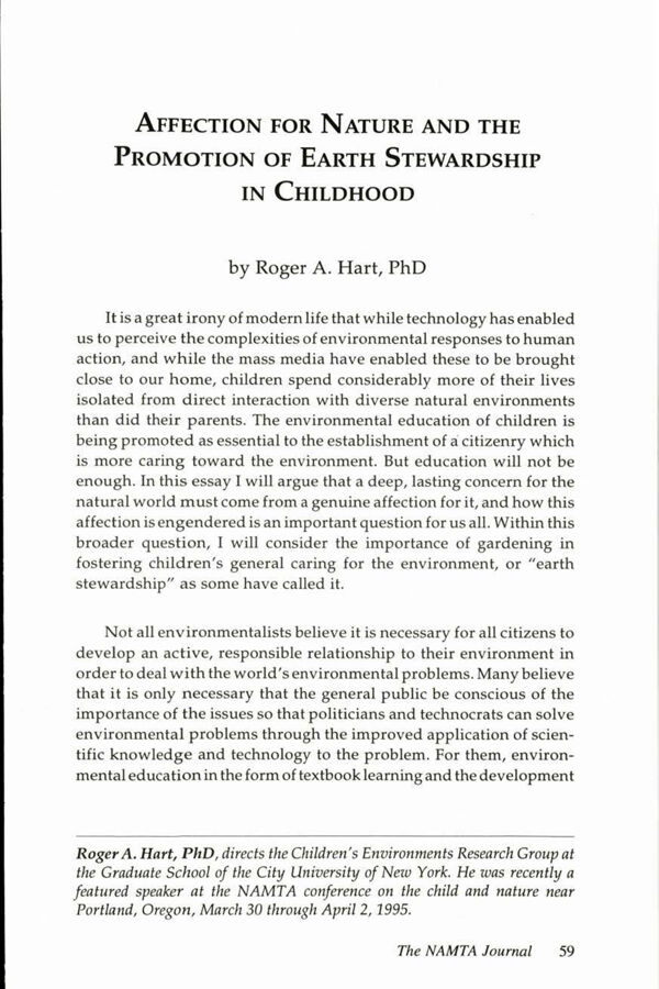 NAMTA Journal 20/2 06 Affection for Nature and the Promotion on Earth Stewardship in Childhood