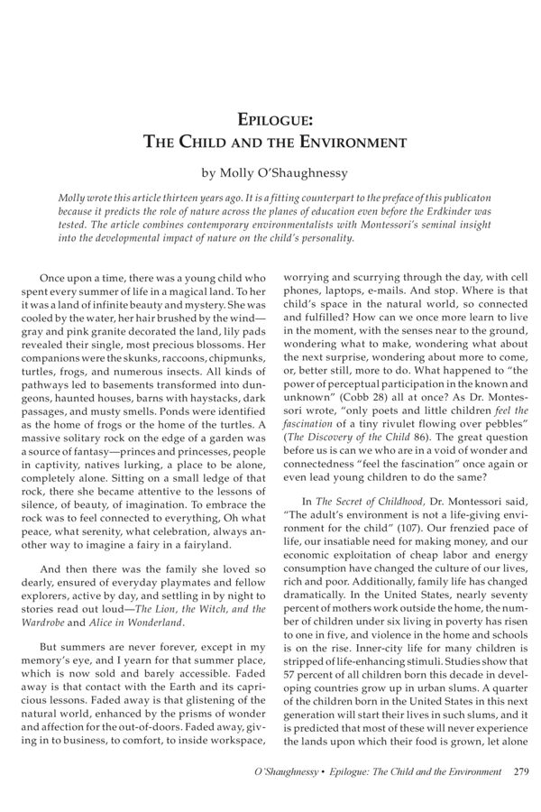 NAMTA Journal 38/1 30 Epilogue: The Child and the Environment