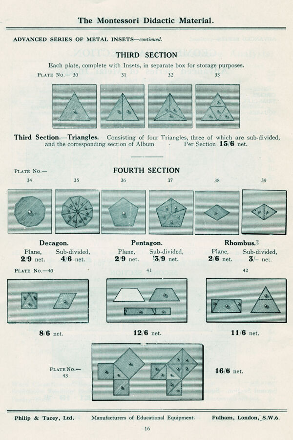 Philip & Tacey Catalogue Montessori Material Advanced