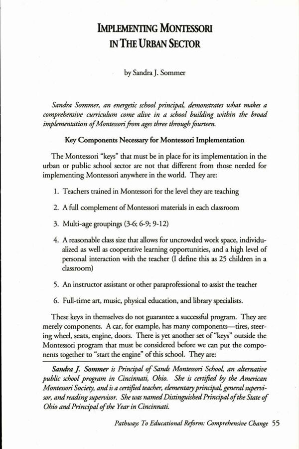 NAMTA Journal 16/2 07 Implementing Montessori in the Urban Sector