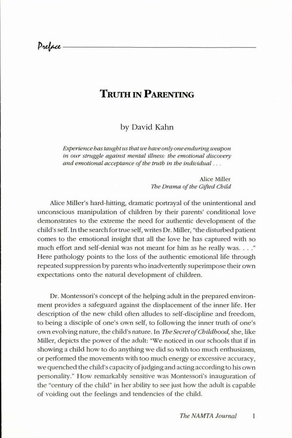 NAMTA Journal 19/2 01 Truth in Parenting