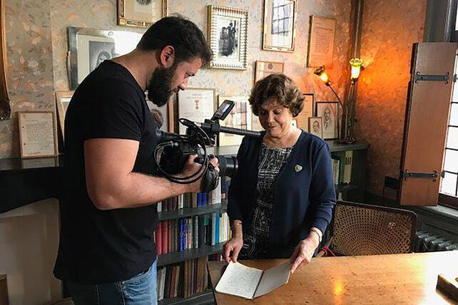 Filming documentary in Maria Montessori's study