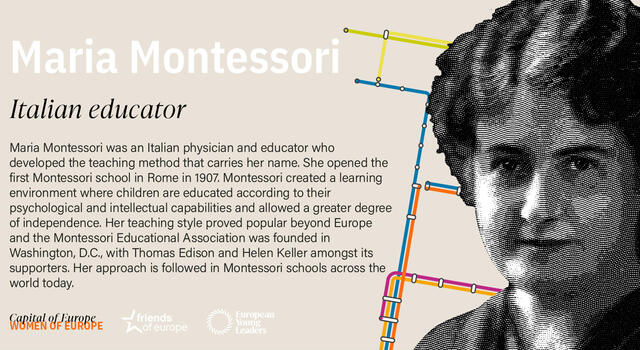 Graphic of the tribute to Maria Montessori, Brussels Metro